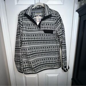 NWT Jachs NY Women’s Medium Cabin Collection Fairaisle Mock Neck Fleece Top M